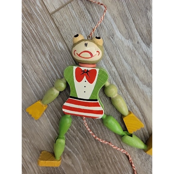 VINTAGE Frog Toad Puppet Toy Wooden Austrian M. Gschnitzer 7" Europe Works - Picture 1 of 12